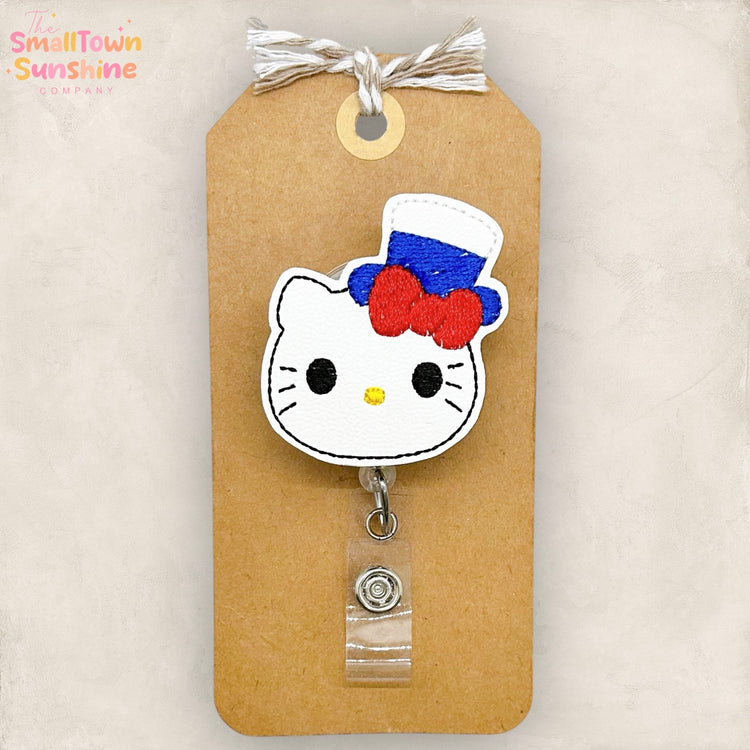 Patriotic Kitty Face Badge Topper