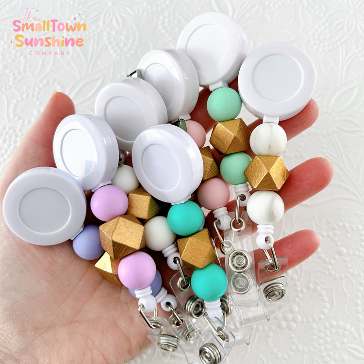 Perfectly Pastel Beaded Badge Reel Collection