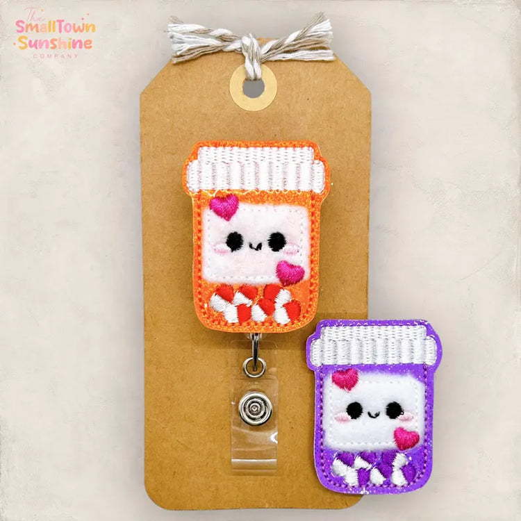 Cute Pill Bottle Badge Topper - swipe for more colors