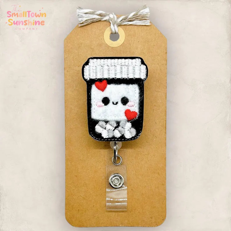 Cute Pill Bottle Badge Topper - swipe for more colors