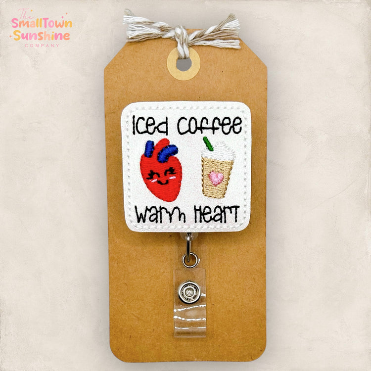 Iced Coffee Warm Heart Badge Topper