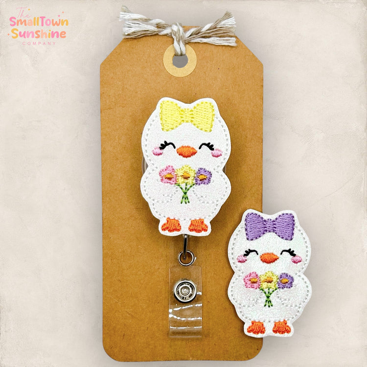 Spring Bird with Flowers Badge Topper