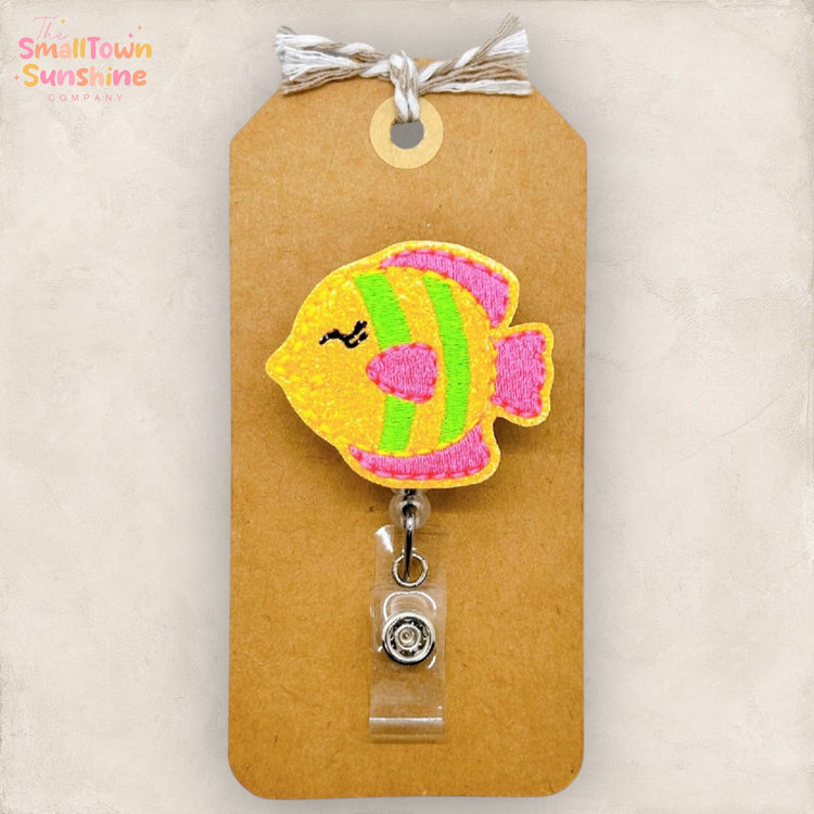 Neon Tropical Fish Badge Topper