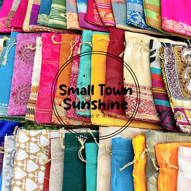 Gift Wrapping || Upcycled Sari Drawstring Gift Bags