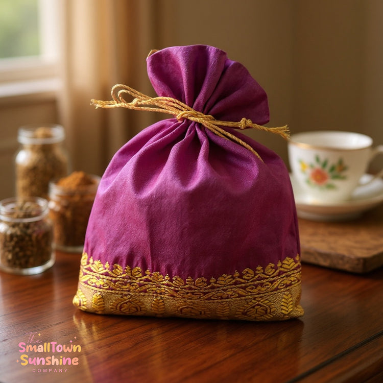 Gift Wrapping || Upcycled Sari Drawstring Gift Bags