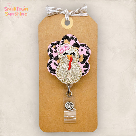 Pink Leopard Turkey Badge Topper