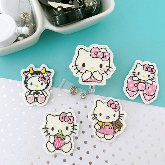 HK White Cat Badge Toppers