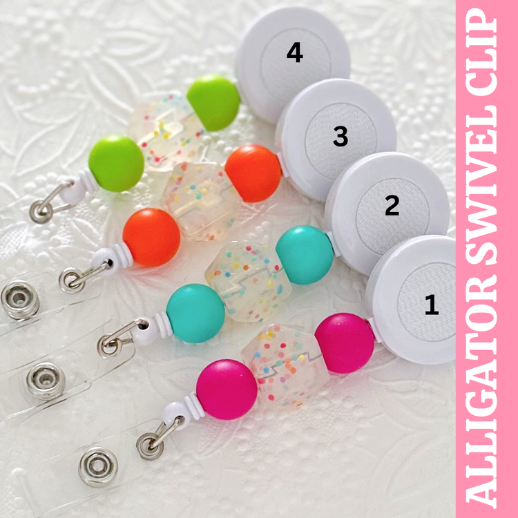 Funfetti Beaded Retractable Badge Reels | INTERCHANGEABLE