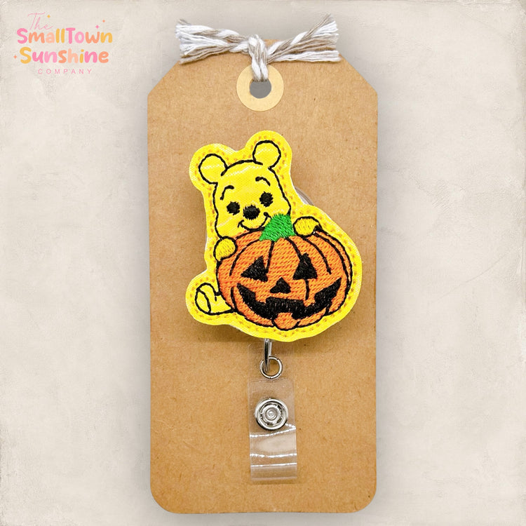 Baby Hunny Bear with Pumpkin Badge Topper