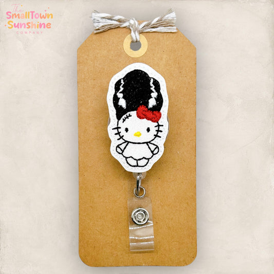 Franken Bride Cat Badge Topper