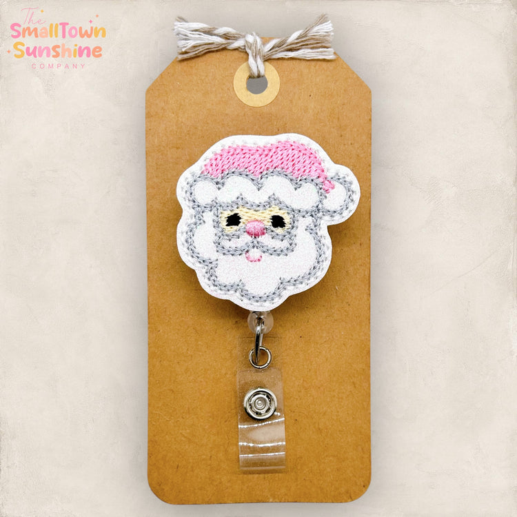 Pink Santa Badge Topper
