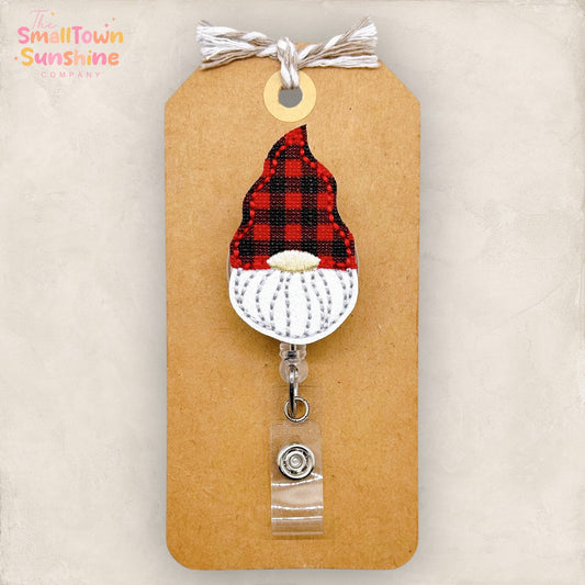 Buffalo Plaid Winter Gnome Badge Topper