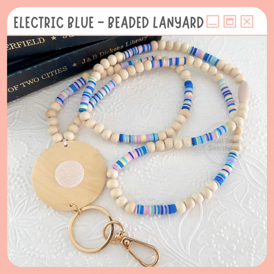 Beaded Lanyard for Removable Badge Toppers | ELECTRIC BLUE