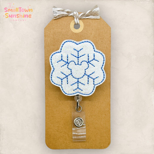 Blue Mouse Snowflake Badge Topper