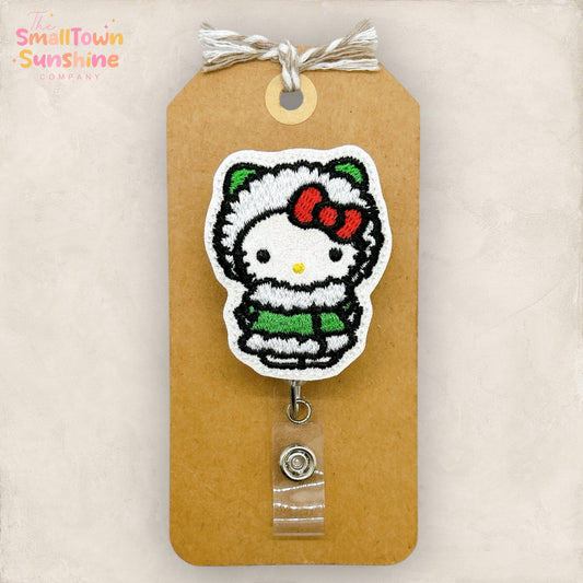 Christmas White Kitty Badge Topper