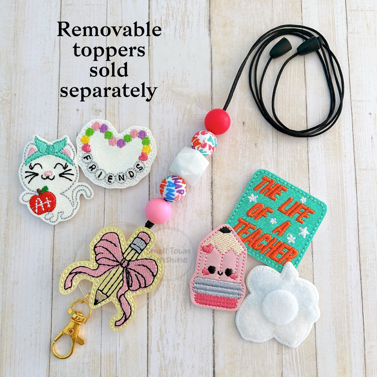 Partially Beaded Lanyard for Removable Badge Toppers | ALPHABET SOUP