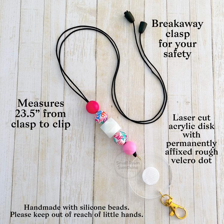 Partially Beaded Lanyard for Removable Badge Toppers | ALPHABET SOUP