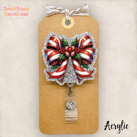Festive Christmas Bow Badge Topper
