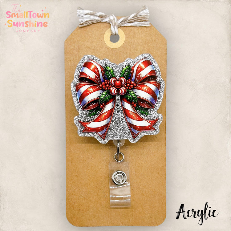 Festive Christmas Bow Badge Topper