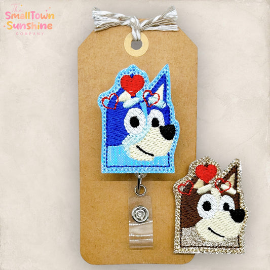 Valentine Dog Sister Badge Toppers