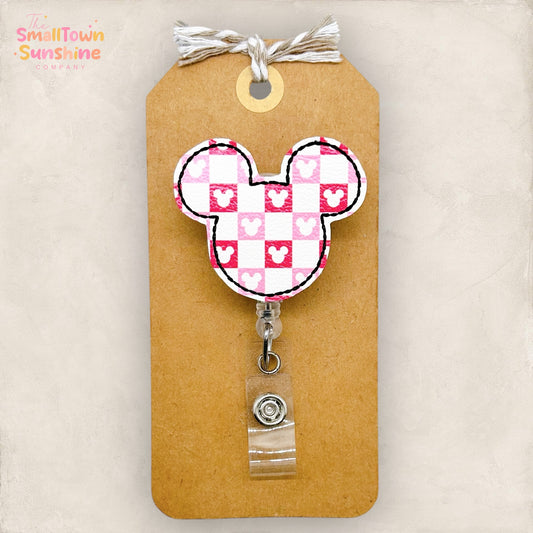 Checkered Valentine Mouse Badge Topper