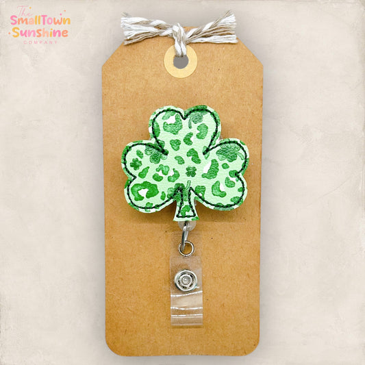 Cheetah Shamrock Badge Topper