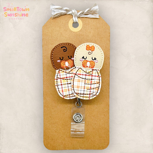 Fall Plaid Swaddled Babies Badge Topper