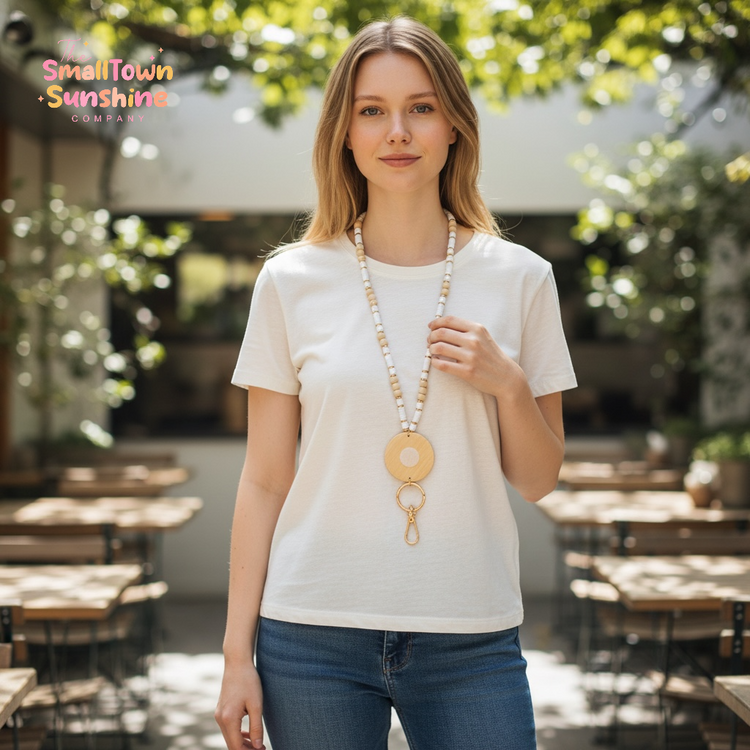 Beaded Lanyard for Removable Badge Toppers | SUNDAY LATTE