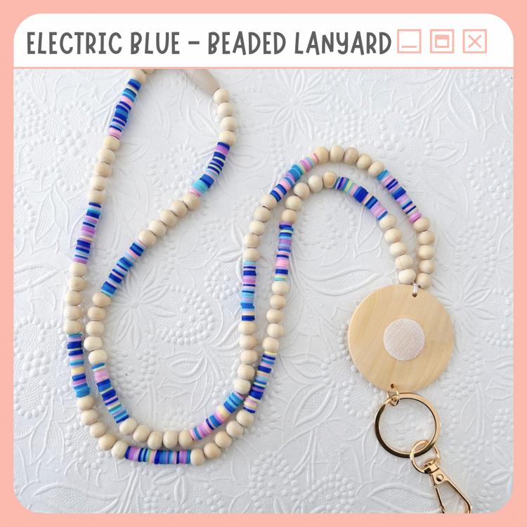 Beaded Lanyard for Removable Badge Toppers | ELECTRIC BLUE