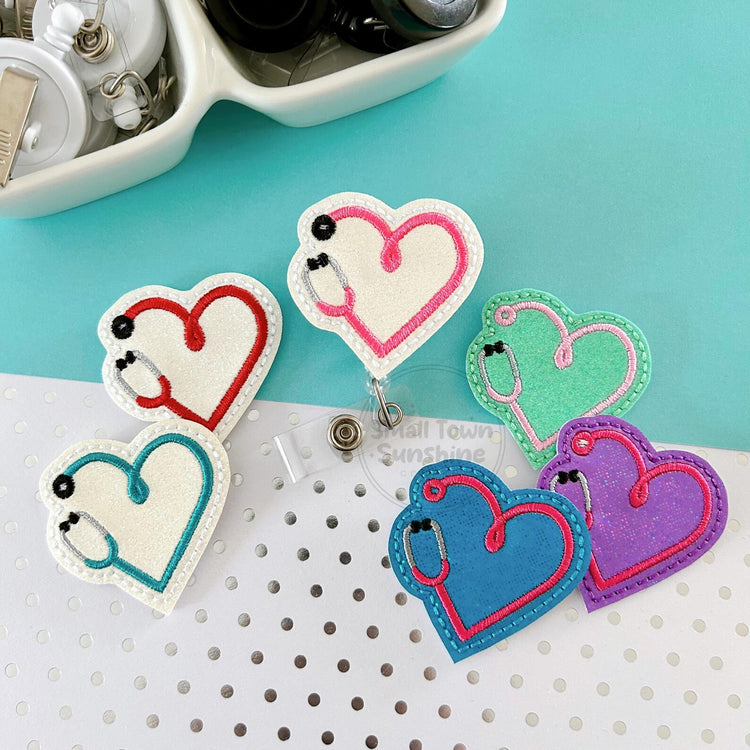 Nurse Stethoscope Heart Badge Topper