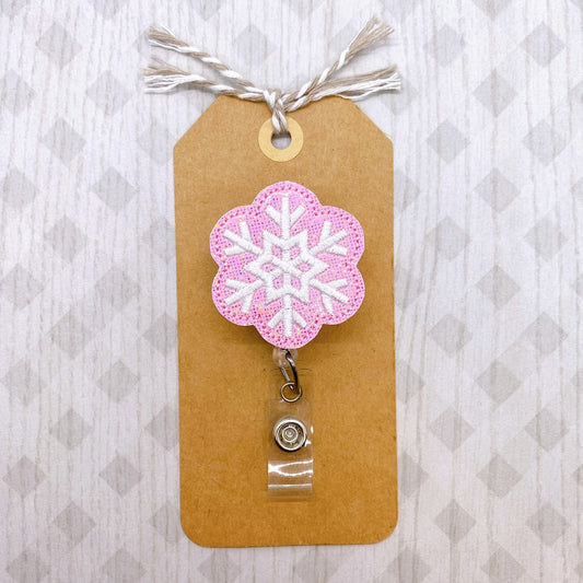 Pink Snowflake Badge Topper