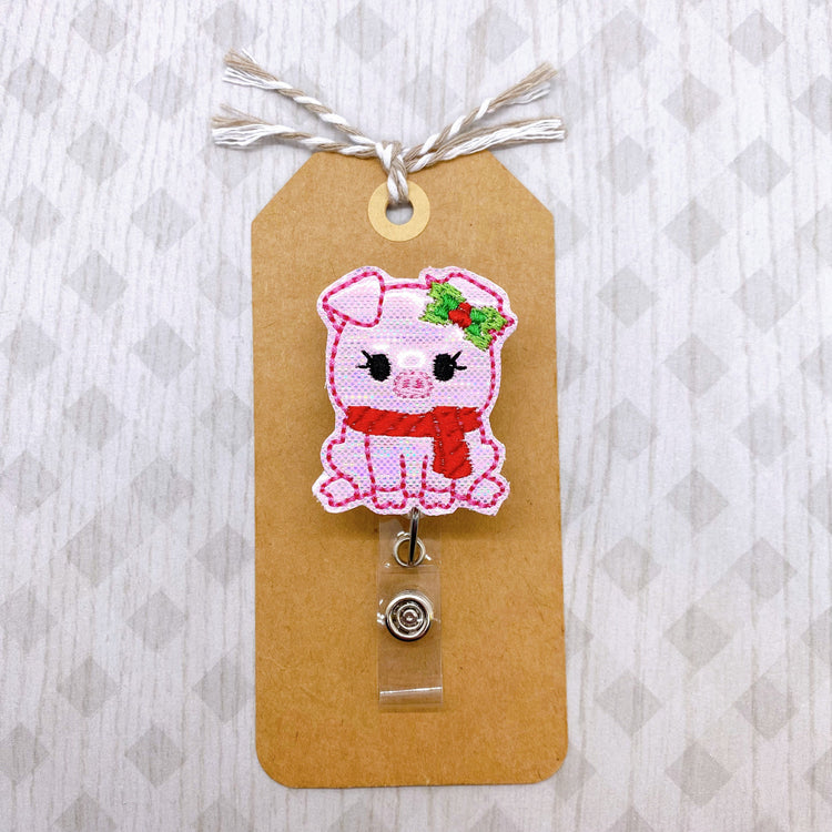Christmas Pig Badge Topper