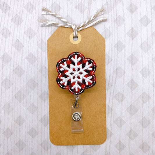 Buffalo Plaid Snowflake Badge Topper