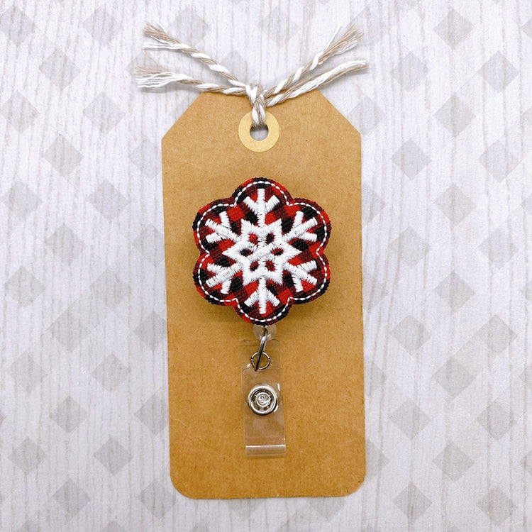 Buffalo Plaid Snowflake Badge Topper