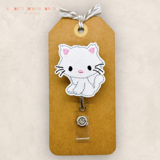 White Cat Badge Topper