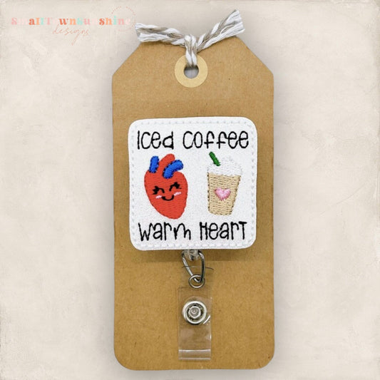 Iced Coffee Warm Heart Badge Topper