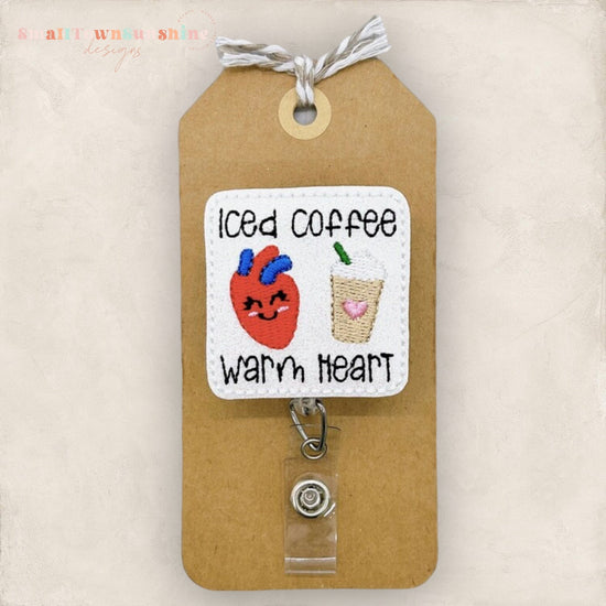 Iced Coffee Warm Heart Badge Topper