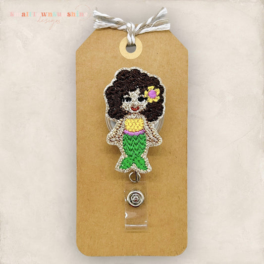 Brown Skin Mermaid Badge Topper