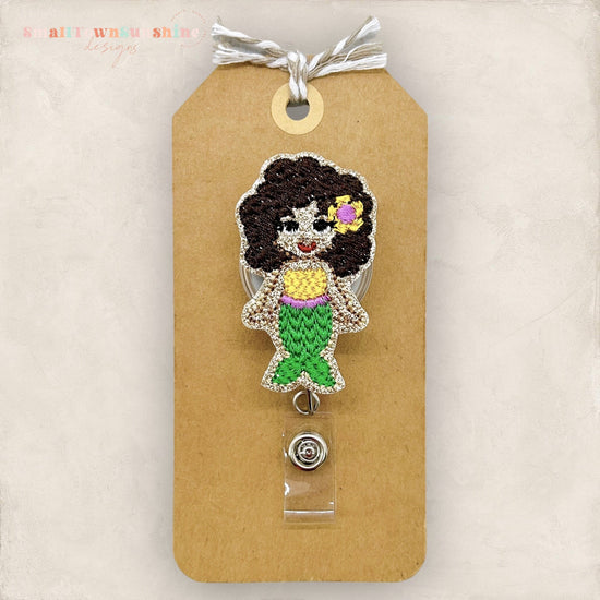 Brown Skin Mermaid Badge Topper