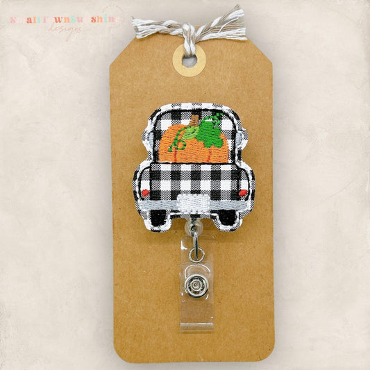 Plaid Pumpkin Truck Badge Topper