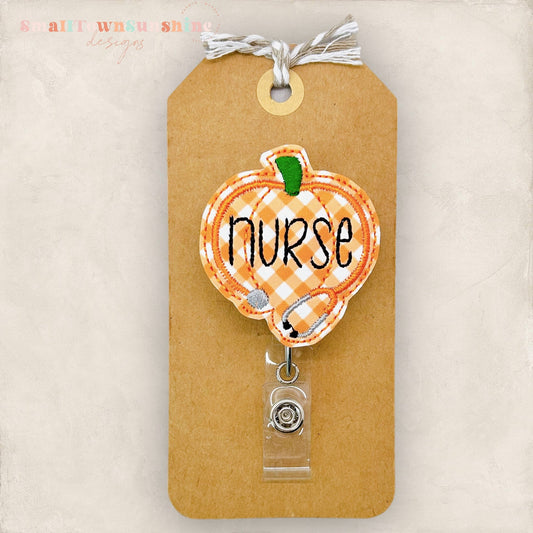 Plaid Nurse Pumpkin Badge Topper