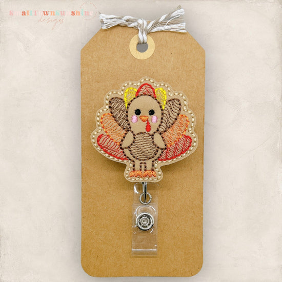 Turkey Badge Reel, Thanksgiving Badge, Nurse Badge Clip, Teacher Lanyard, Coworker Gift, Name Tag, Interchangeable, Retractable ID Holder