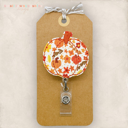 Fall Floral Pumpkin Badge Topper