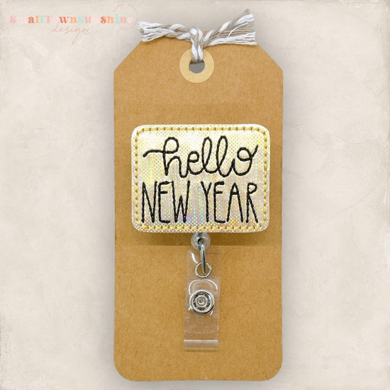 Hello New Year Badge Reel, New Year Badge Reel, New Years Eve Badge Reel, Nurse Badge Holder, Teacher Lanyard, Retractable Badge Holder