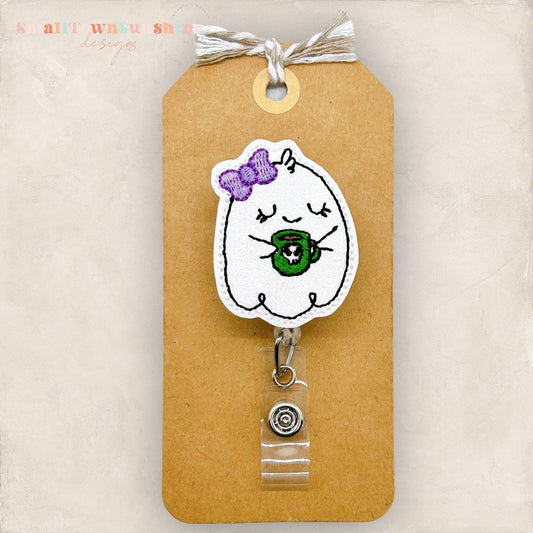 Ghost with Coffee Badge Topper