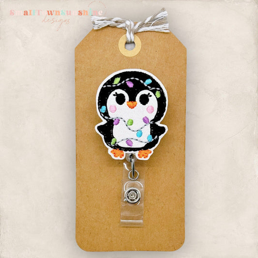 Penguin With Lights Badge Topper