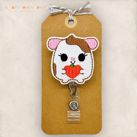 Hamster with Pumpkin Badge Topper