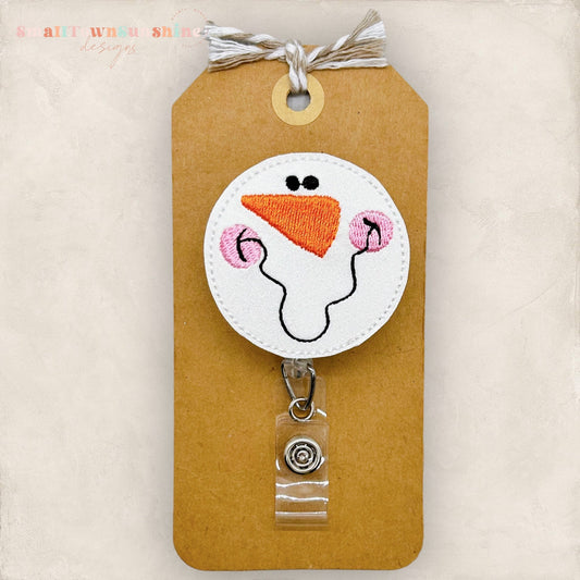 Goofy Snowman Face Badge Topper