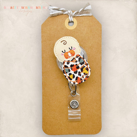 Leopard Swaddled Baby Badge Topper