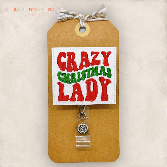 Crazy Christmas Lady Badge Topper